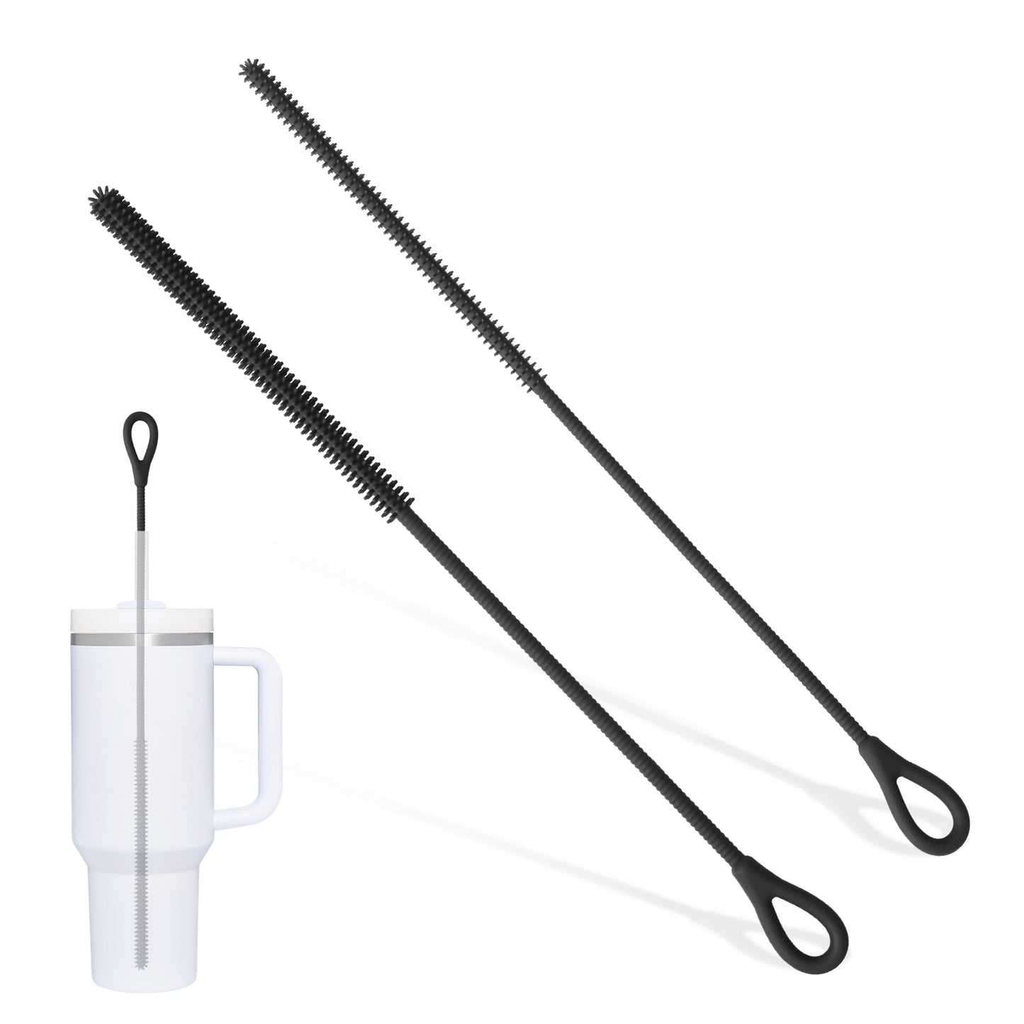 2 Pcs 6mm and 9mm Silicone Straw Brushes Reusable Straws Deep Cleaning Brush Lo image 1