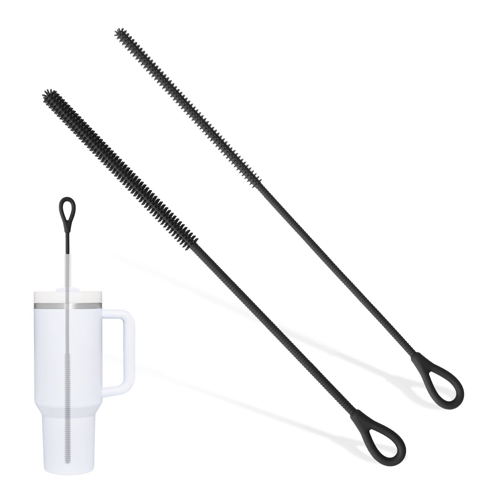 2 Pcs 6mm and 9mm Silicone Straw Brushes Reusable Straws Deep Cleaning Brush Lo image 1