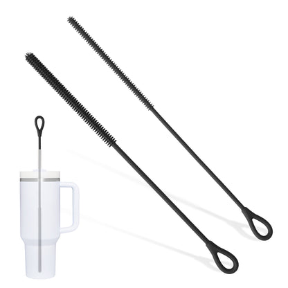 2 Pcs 6mm and 9mm Silicone Straw Brushes Reusable Straws Deep Cleaning Brush Lo image 1