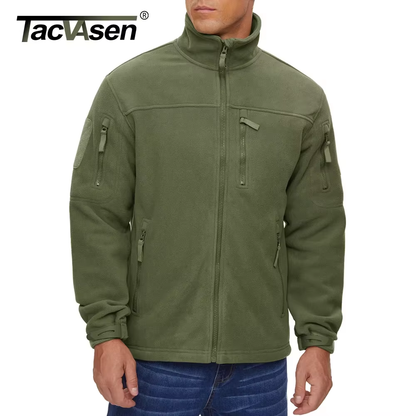 TACVASEN Full Zip Up Green Fleece Jacket Thermal Warm Work Coats Men Zipper Po image 10