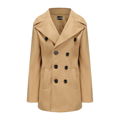 Stylish Men s Winter Woolen Coats with Lapel Neck Long Sleeve Double Breasted B image 2