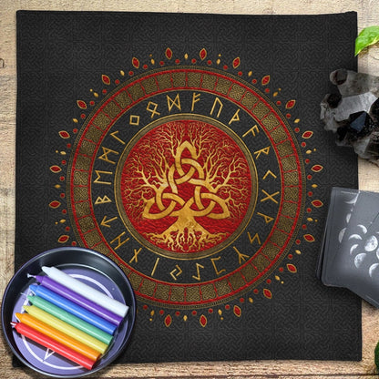 Tree Of Life Tarot Tablecloth Spiritual Rune Celtic Knot Altar Cloth Pagan Divi image 3