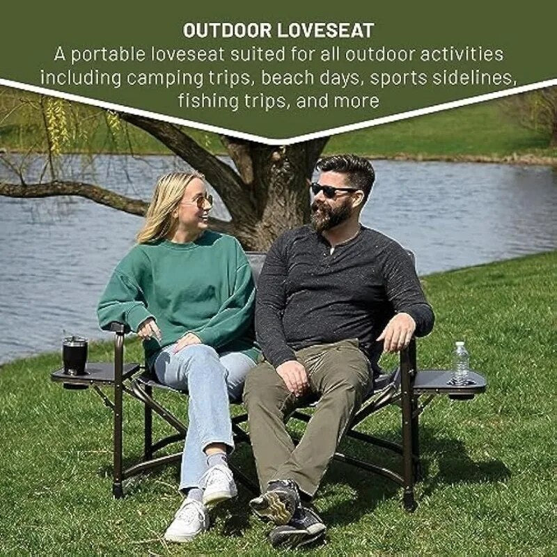 TIMBER RIDGE 38" Wide Oversized Double Folding Camping Person Lawn Chair with 2 image 2