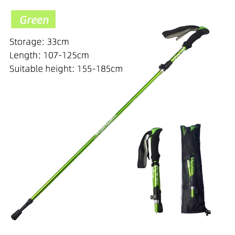 5 Section Outdoor Fold Trekking Pole Camping Portable Walking Hiking Stick For image 1