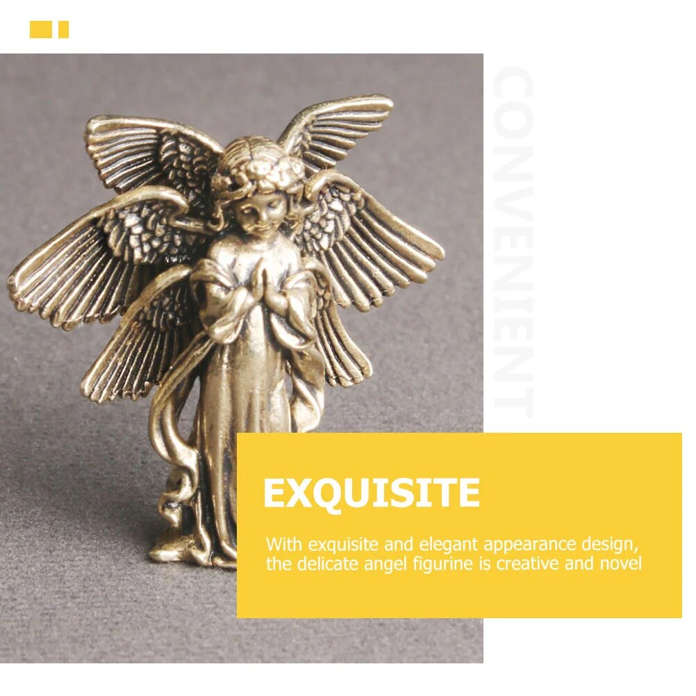 Brass Craft Angel Figurine Angel Statue Sculpture Small Cupid-shape Decoration image 3