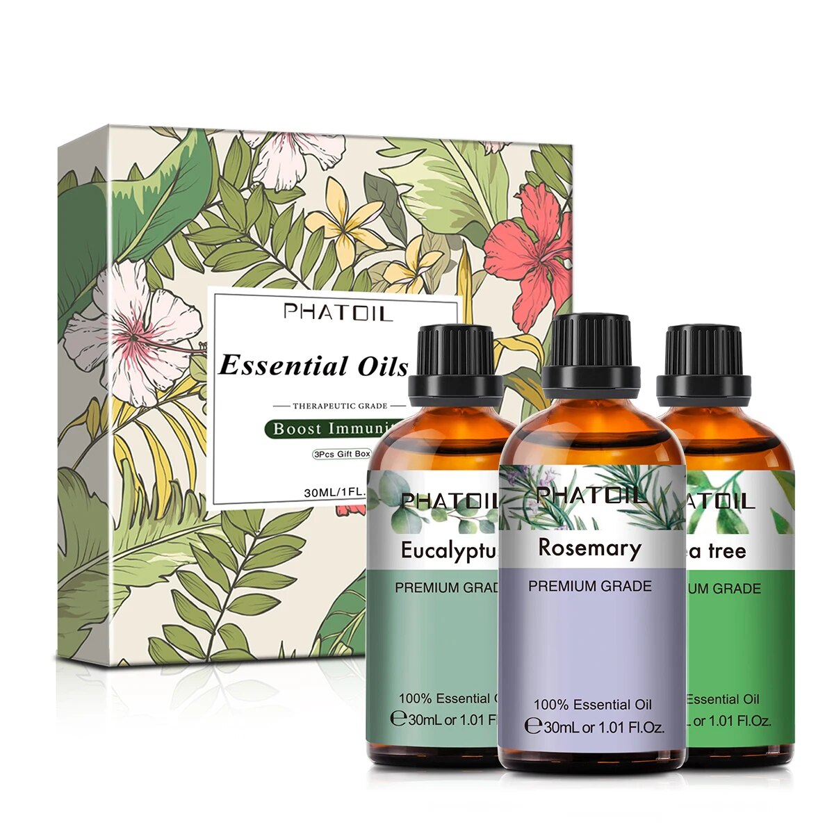 PHATOIL 3pcs Essential Oils Set for Humidifier 30ml Lavender Lemon Peppermint A image 1