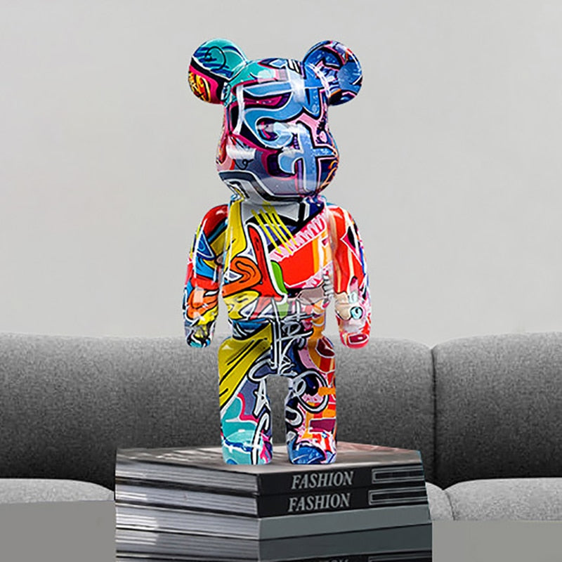 27cm Graffiti Bear Figurine Home Decoration Animal Statue Storage Money Jar Mod image 4