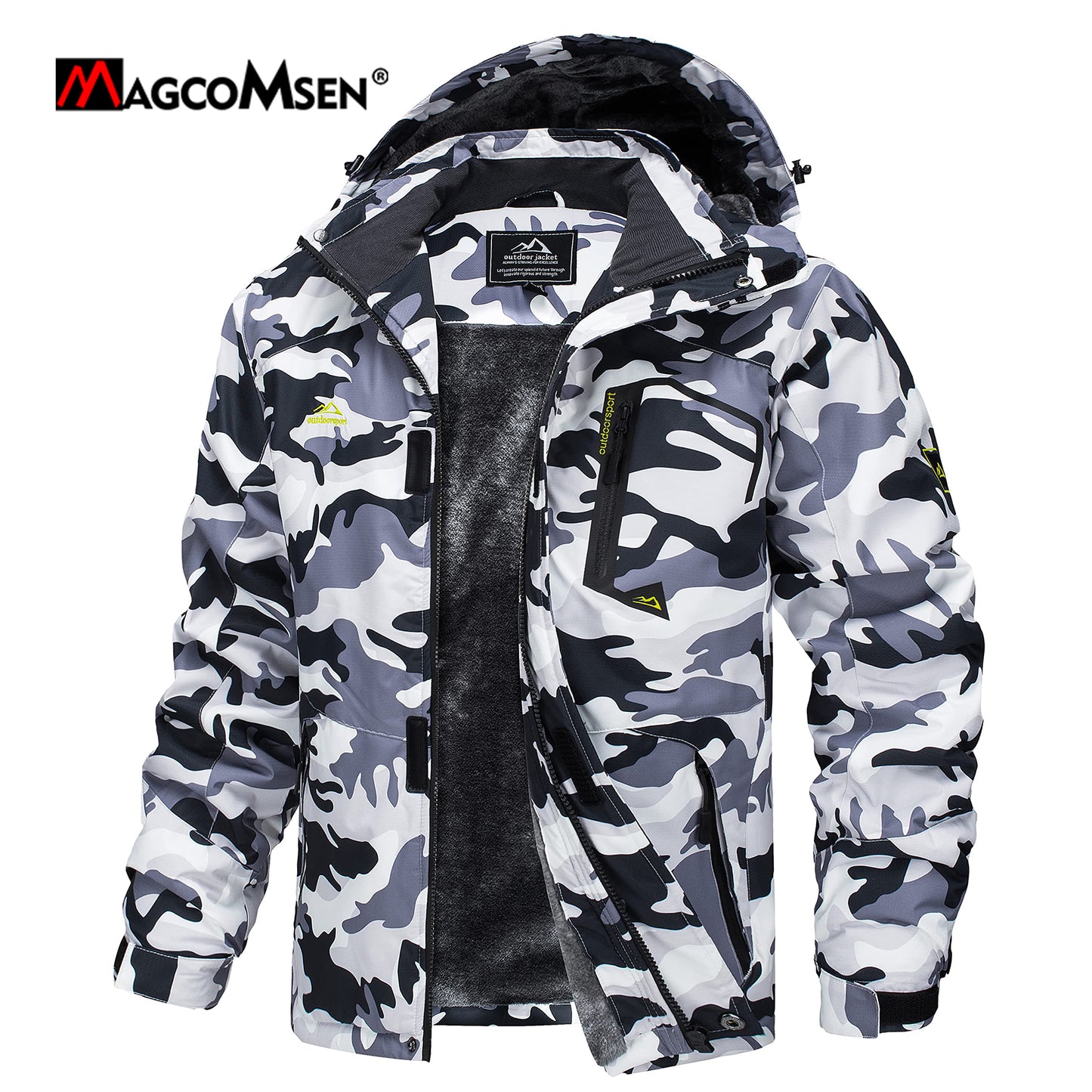 MAGCOMSEN Men's Hooded Fleece Ski Jacket Waterproof Thermal Thick Warm Parka Co image 20