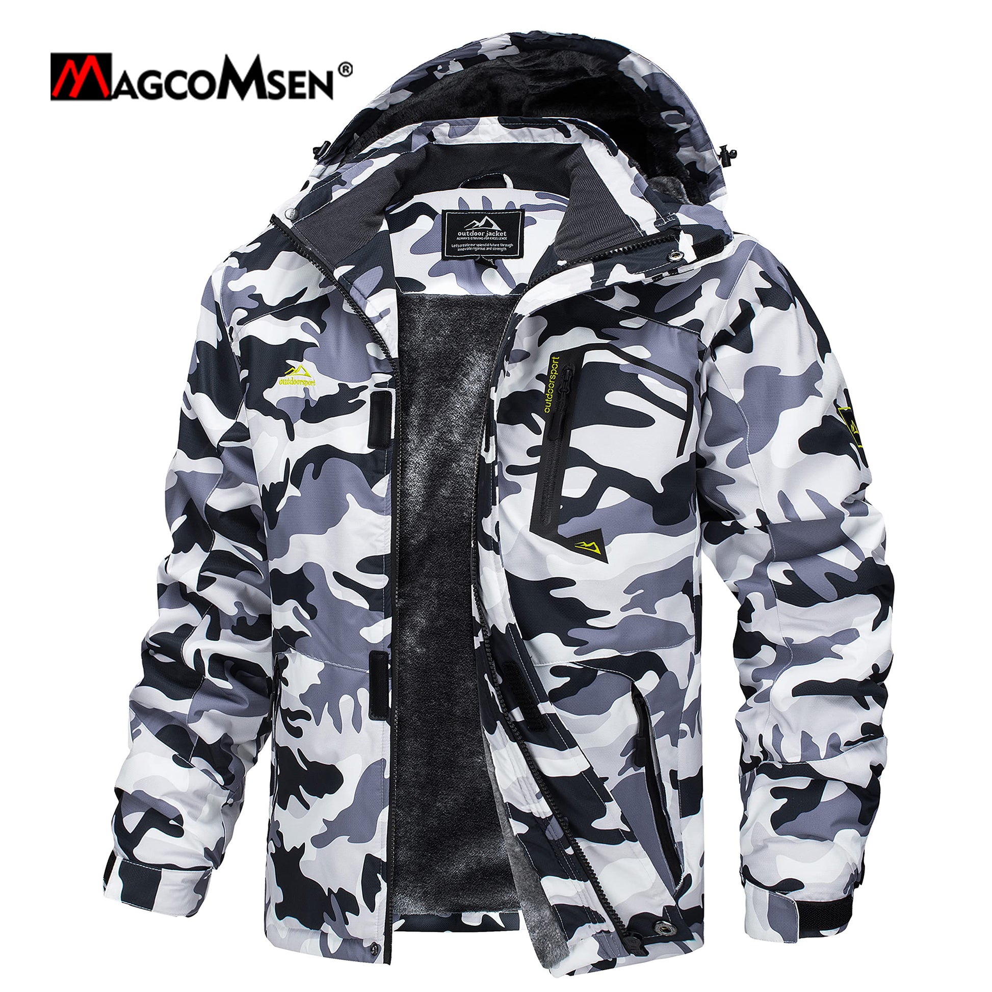 MAGCOMSEN Men's Hooded Fleece Ski Jacket Waterproof Thermal Thick Warm Parka Co image 20