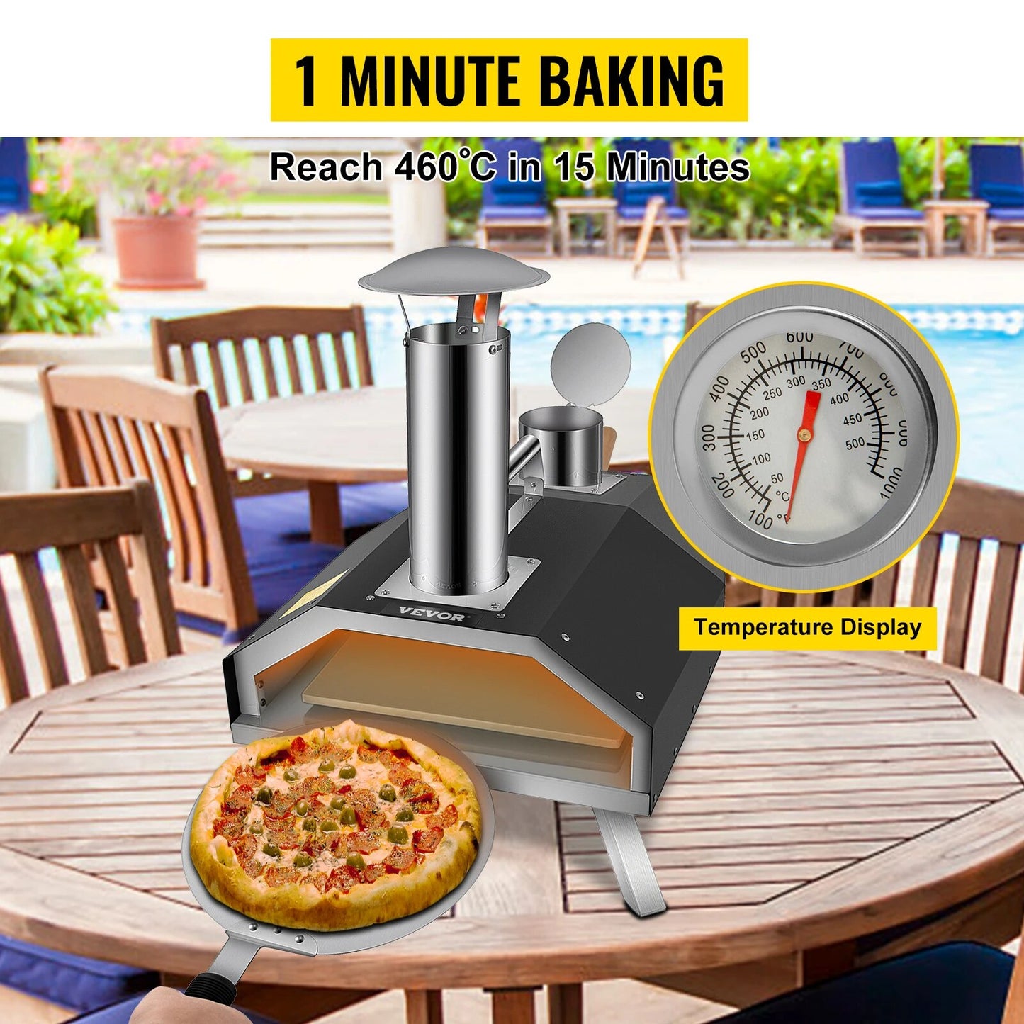 VEVOR Portable Pizza Oven Good Insulation Effect 304 Stainless Steel Foldable F image 3