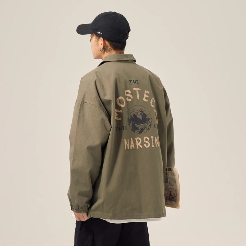 Japanese Retro Zipper Bomber Jacket Men Harajuku Pilot Vintage Streetwear Lette image 8