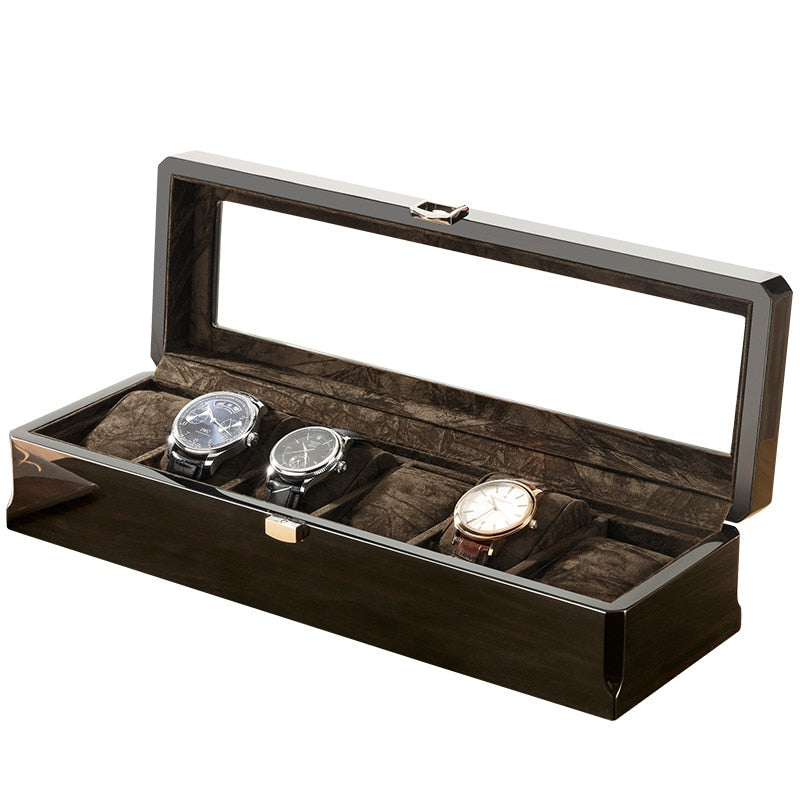 Embers Luxury Watch Box 6 Watches Piano Paint Ebony Wood Wristwatch Collection  image 3