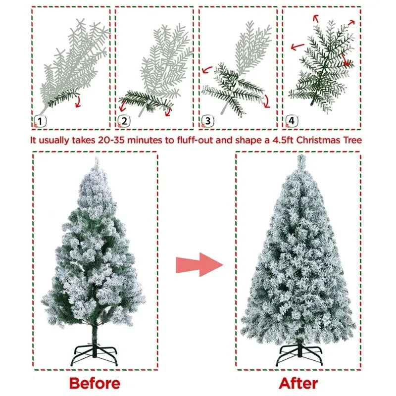 Easyfashion Clear Prelit Incandescent Green Flocked Spruce Decorative Artificia image 3