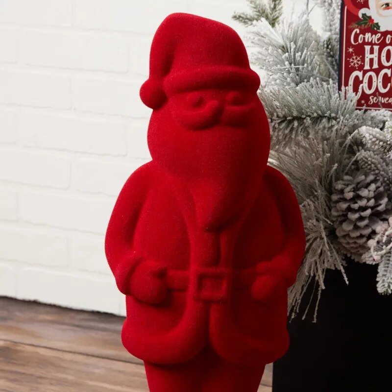 DUTRIEUX christmas decorations 2023 Red Flocked Santa Christmas Decoration, Foa image 1