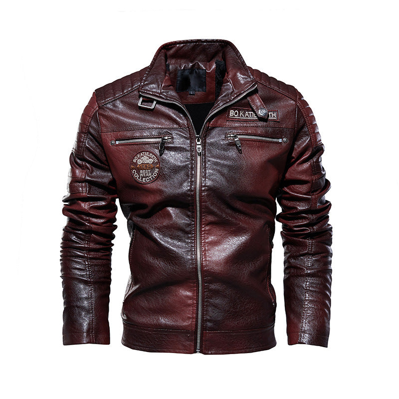 New Men's Autumn And Winter Men High Quality Fashion Coat PU Leather Jacket Mot image 3
