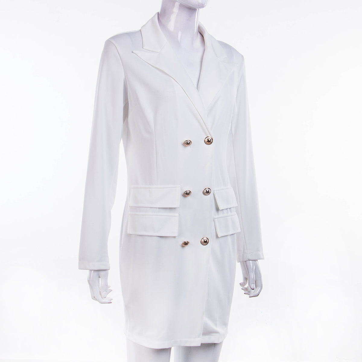 Women Formal V Neck Blazer with Long Sleeves and Double Breasted Desi