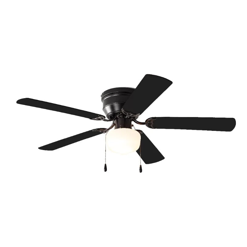 Mainstays 52 inch Hugger Indoor Ceiling Fan with Light Kit, Black, 5 Blades,, R image 4