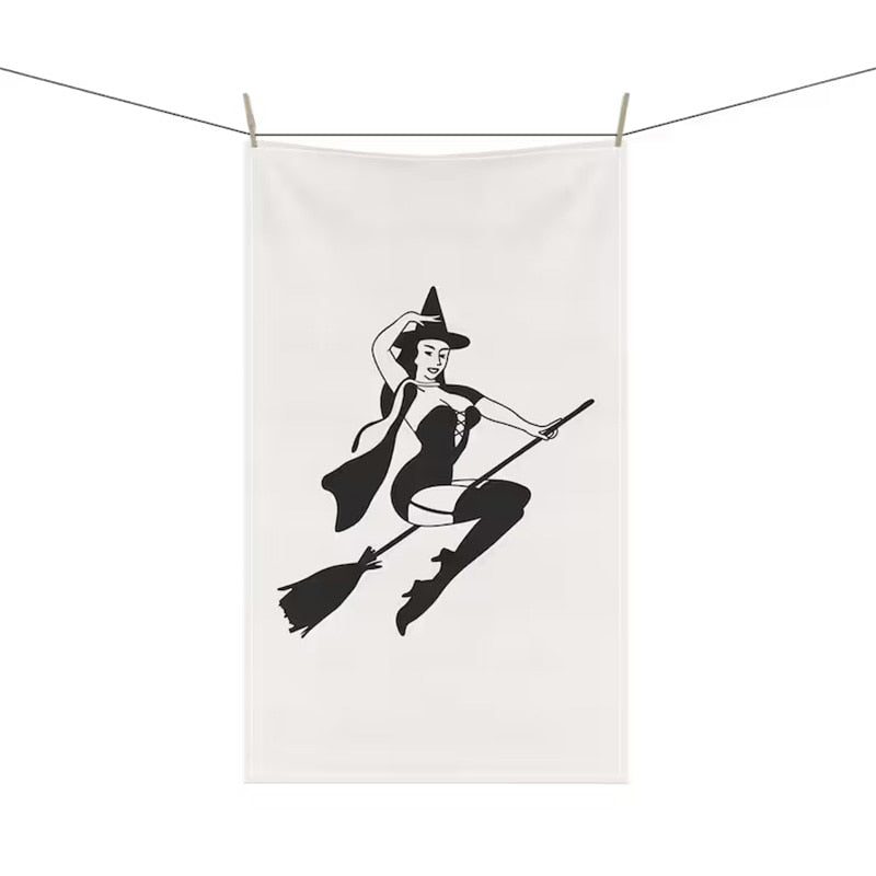 1pc 57x40cm Halloween Decoration Women of Halloween Kitchen Towel I Can Drive A image 7