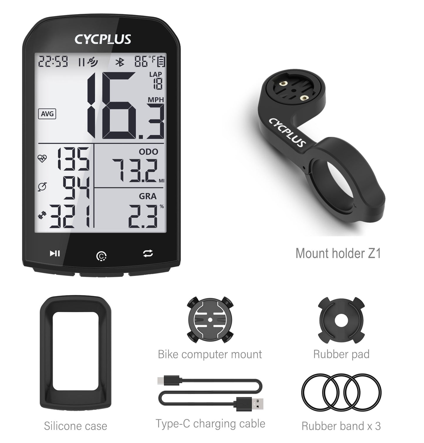 GPS Bike Computer Wireless CYCPLUS M1 Waterproof Speedometer Odometer ANT+ Blue image 1