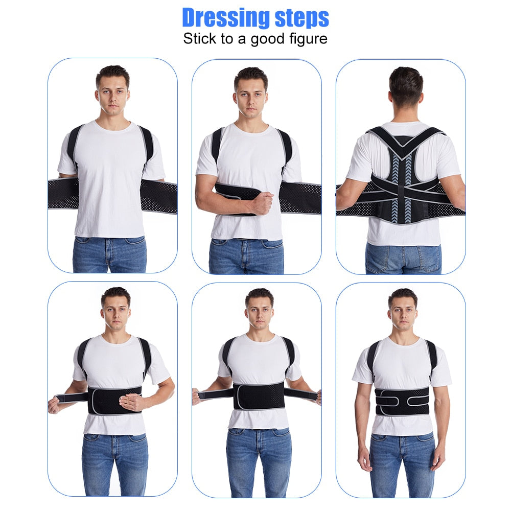 Adjustable Adult Corset Back Posture Corrector Therapy Shoulder Lumbar Brace Sp image 5