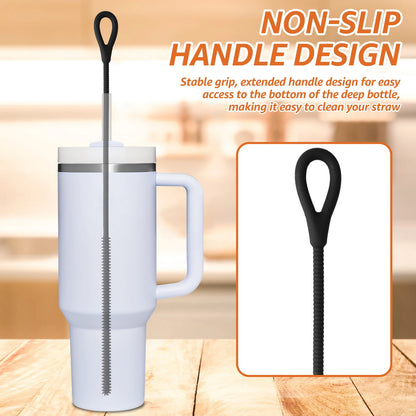 2 Pcs 6mm and 9mm Silicone Straw Brushes Reusable Straws Deep Cleaning Brush Lo image 6