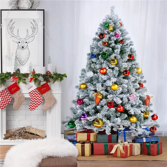 Hinged Spruce Artificial Christmas Tree, with Foldable Stand 6' Christmas Xmas