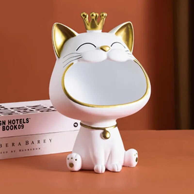 Fortune Crown Big Mouth Cat Entrance Key Storage Tray Decorative Ornament, Ligh image 4