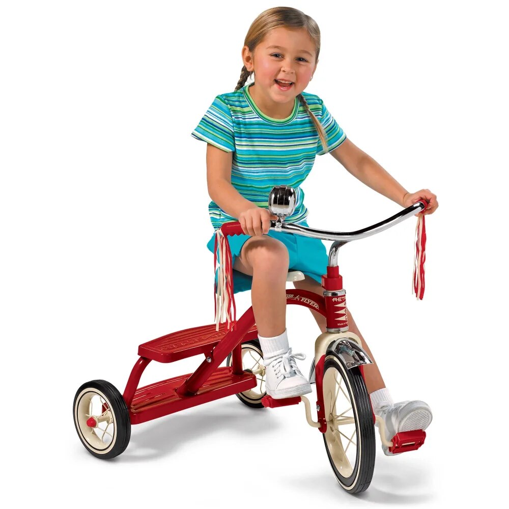 GISAEV, Classic Red Dual Deck Tricycle, 12" Front Wheel, Red image 3