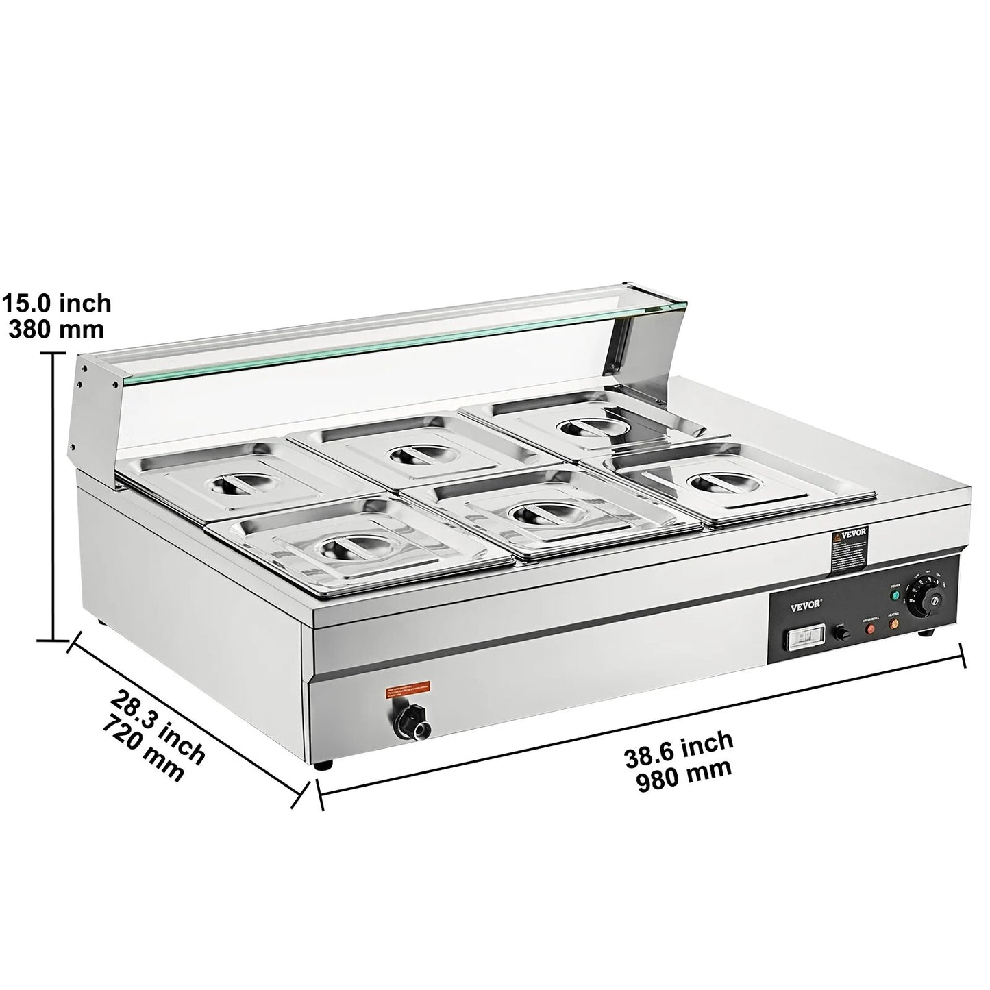 VEVOR Commercial Electric Soup Food Warmer with 3/6/10/12 Pans Stainless Steel