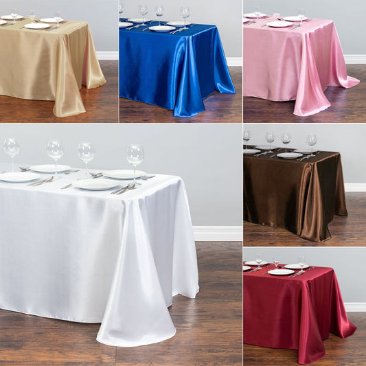 White Table Cloth Polyester Table Cloth Rectangular Satin Tablecloth for Birthd