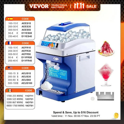 VEVOR 120/200 KG/H Electric Ice Shaver Branch Crusher Chopper Smoothie Blender image 1