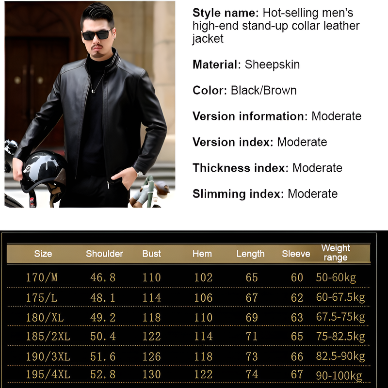 Men's Leather Jacket Stand Collar Jacket Men's Casual PU Leather Jacket Casual  image 7