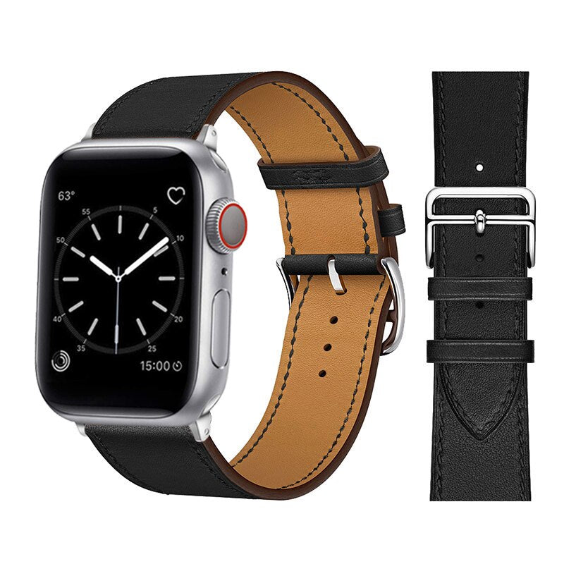 Leather Strap For Apple Watch Band 49mm 45mm 44mm 42mm 41mm 40mm 38mm Wristband image 8