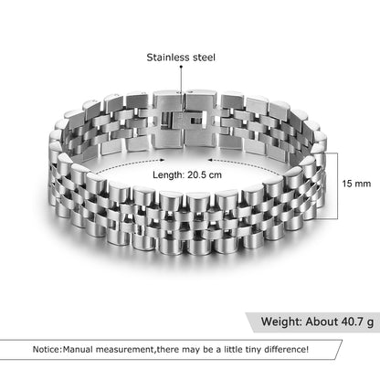 Luxury Gold Color Stainless Steel Bracelet 200mm Wristband Men Jewelry Bracelet image 6