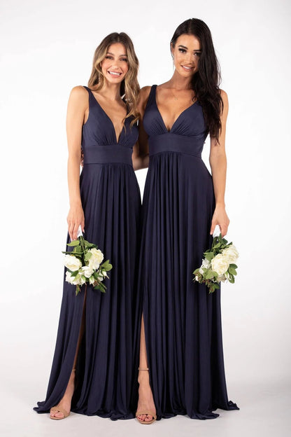 FATAPAESE Spandex Bridesmaid Dresses Satin V-Neck Slit Wedding Party Backless W image 5