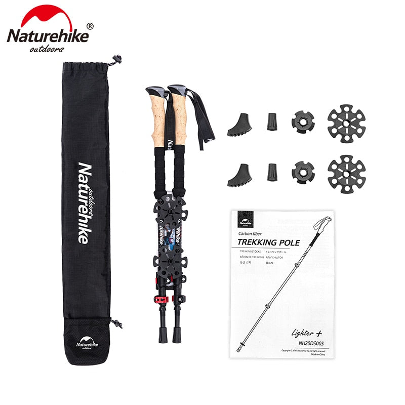 Naturehike Trekking Poles 2pcs Carbon Fiber Collapsible Telescopic Sticks Light image 1