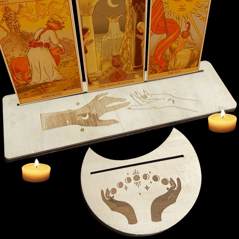 Wooden Stand for Tarot Moon Shape Rectangle Card a Set Altar Stand Wood Display image 5