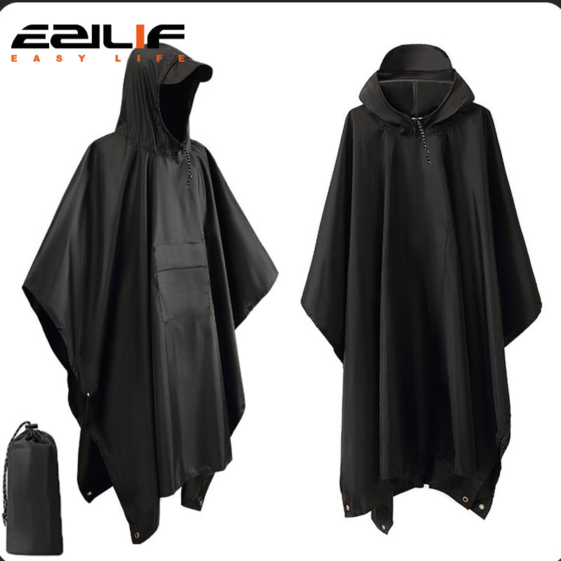 3 In 1 Outdoor Military Raincoat Hooded Sleeve Waterproof Rain Poncho Motorcycl image 0