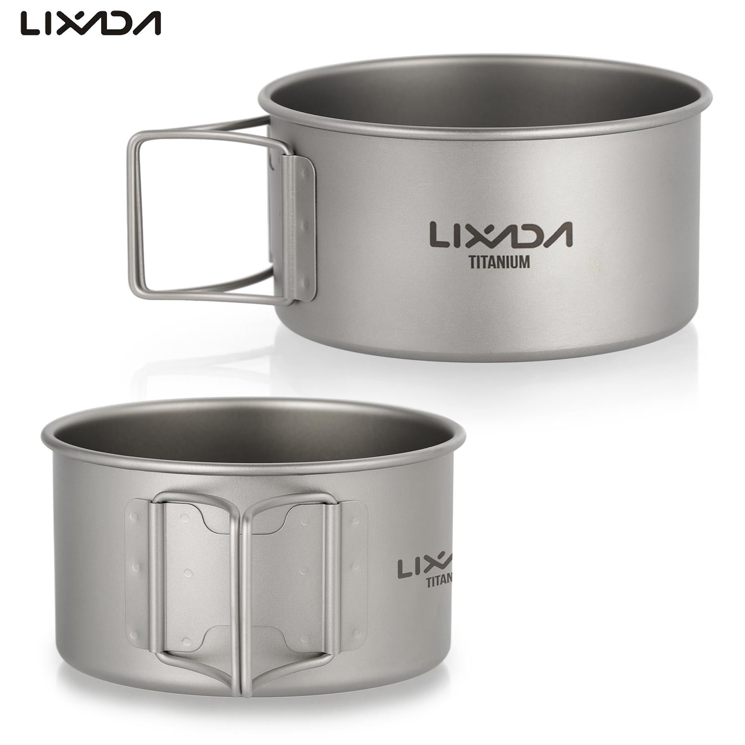 Lixada 450/550ML Titanium Bowls with Folding Handle Outdoor Camping Dinner Food image 1