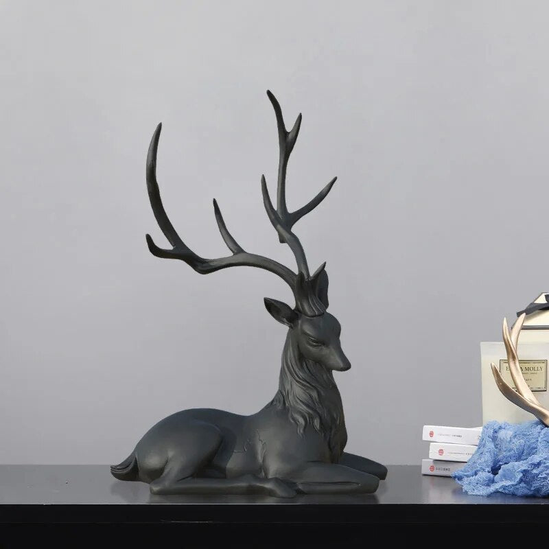 High End Deer Statue Reindeer Figurines Resin ELK Sculpture For Living Room Lux image 5
