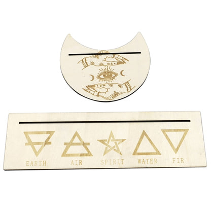 2Pcs Wooden Card Holder Stand Rectangle Moon Shape Altar Display Wood Board for image 4
