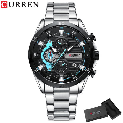 CURREN Stainless Steel Watches for Mens Creative Fashion Luminous Dial with Chr image 4