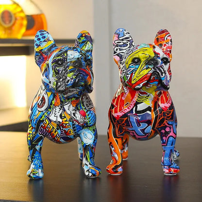 Colorful Standing French Bulldog Resin Statue Decoration, Pet Dog DIY Graffiti image 8