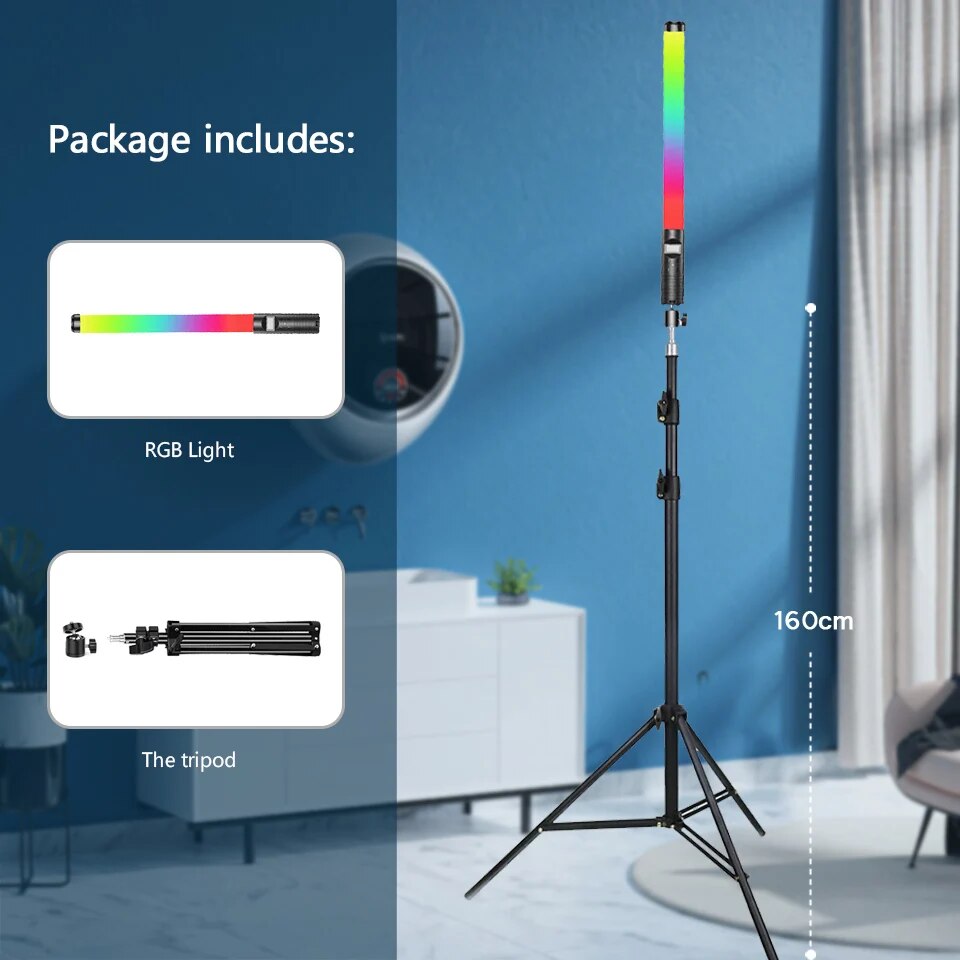 RGB Light Stick Wand With Tripod Stand Party Colorful LED Lamp Fill Light Handh image 3