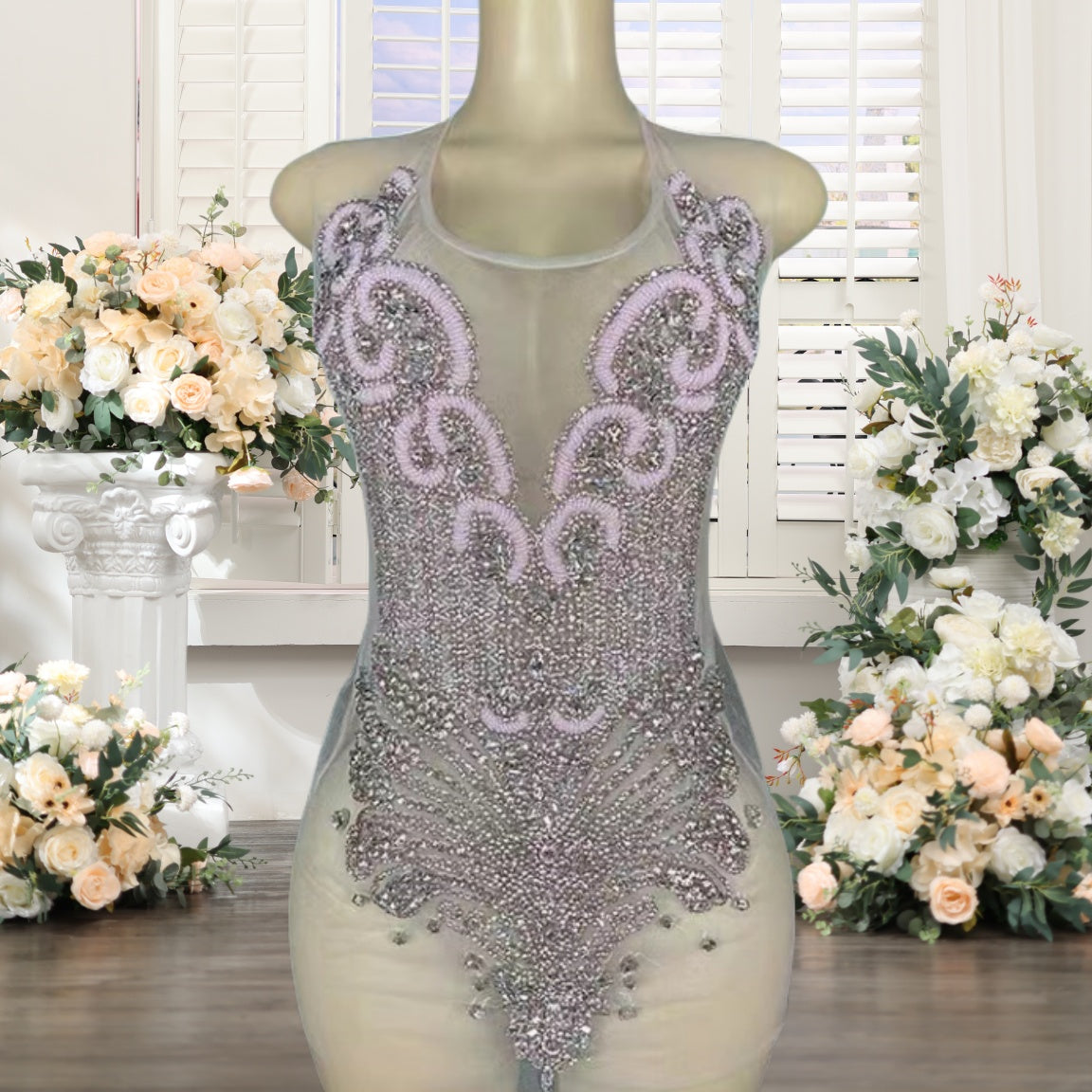 Crystal Beading Sheath Homecoming Dresses Short for Girls 2025 Crew Neckline Di