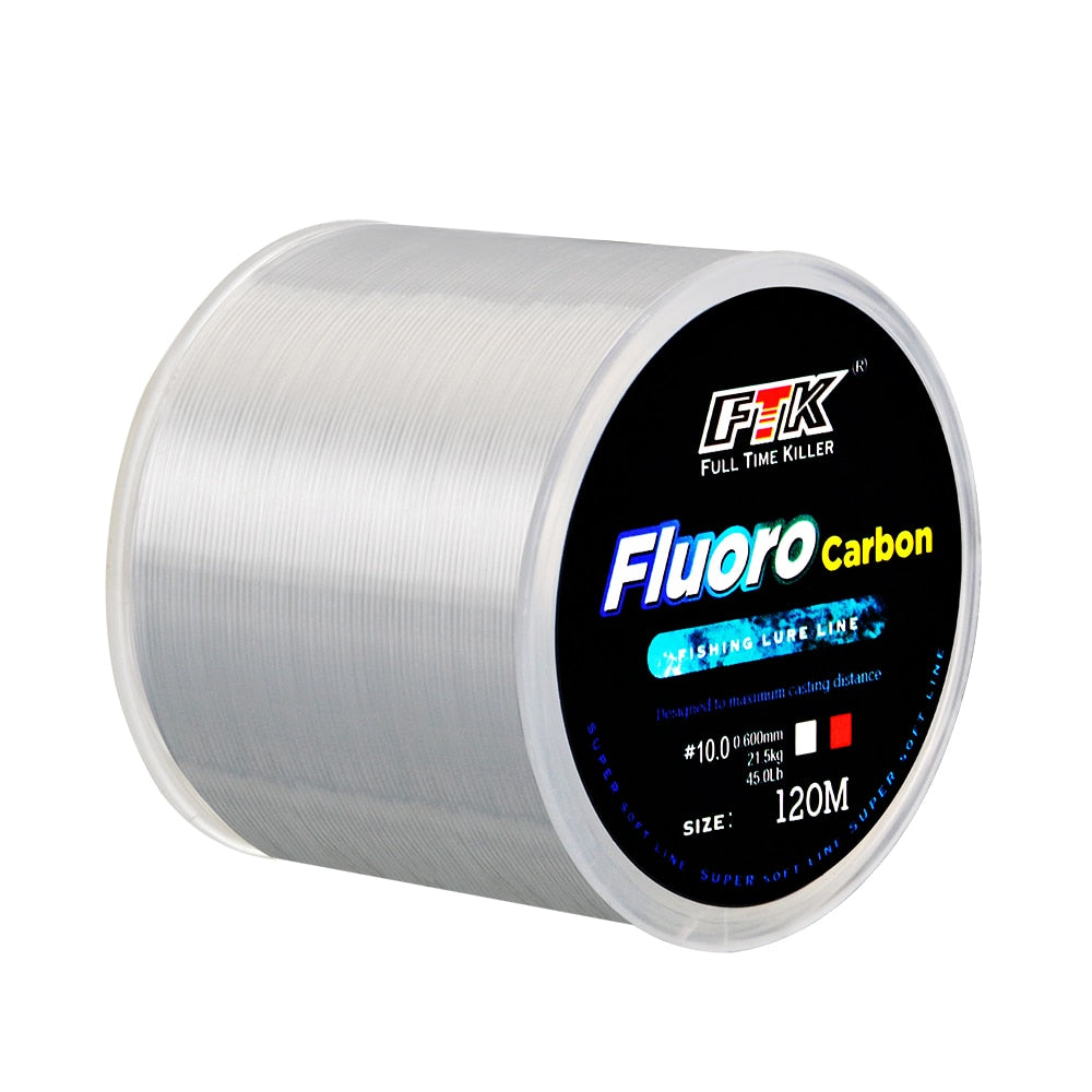 120M Fluorocarbon Coating Fishing Line 0.20mm-0.60mm 7.15LB-45LB Carbon Fiber L