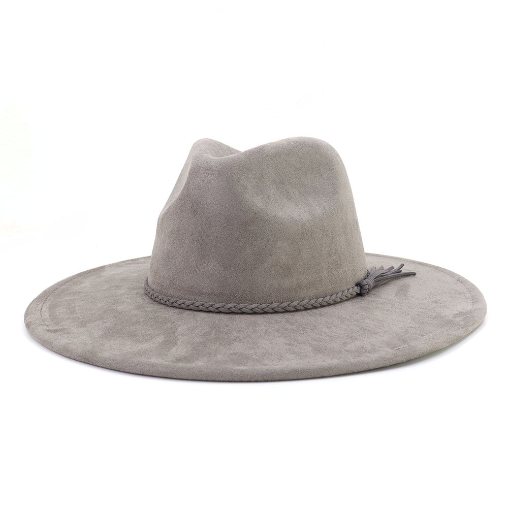 Suede Top Hat 9.5cm Wide Brim Fedora Hat Men Women Autumn Winter Felt Jazz Hats image 9