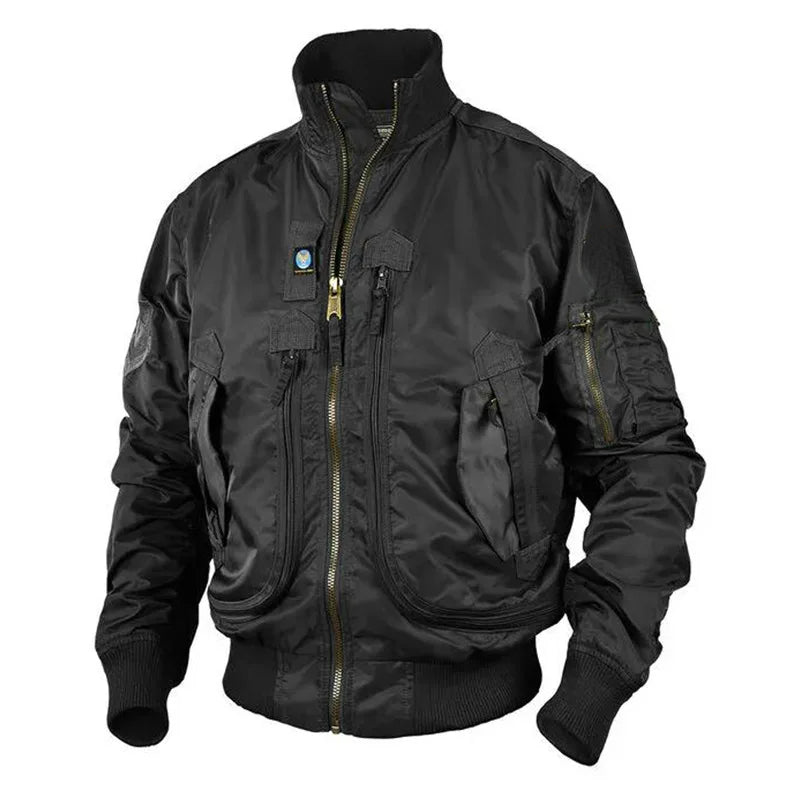 Men Climbing Ma-1 Jackets Big Pocket Pilot Baseball Working Clothes Coat Armygr image 2