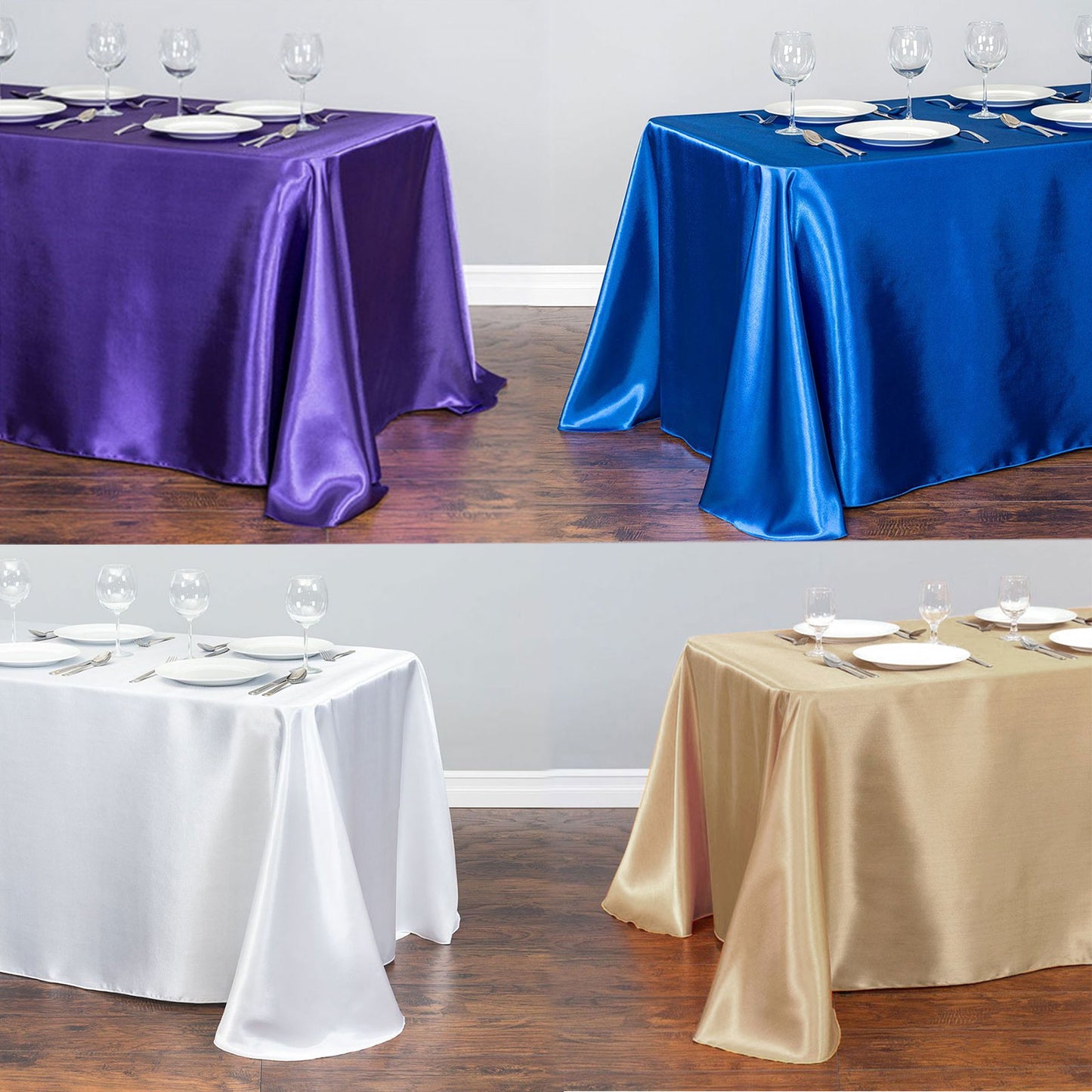 White Table Cloth Polyester Table Cloth Rectangular Satin Tablecloth for Birthd image 11
