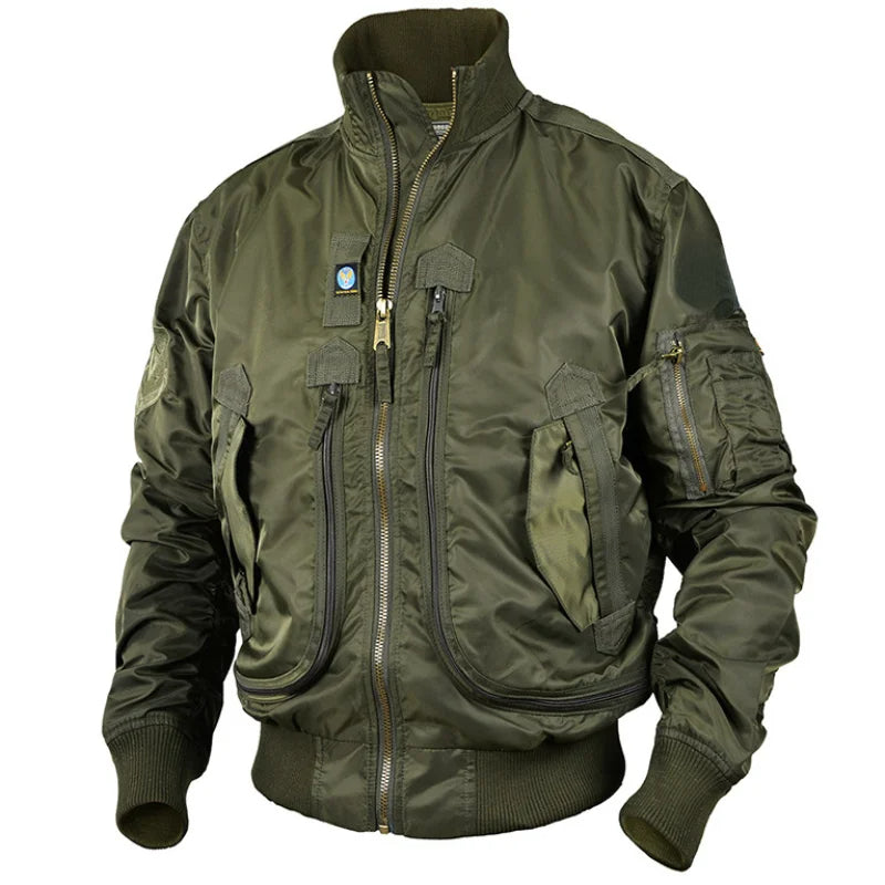 Men Climbing Ma-1 Jackets Big Pocket Pilot Baseball Working Clothes Coat Armygr image 3